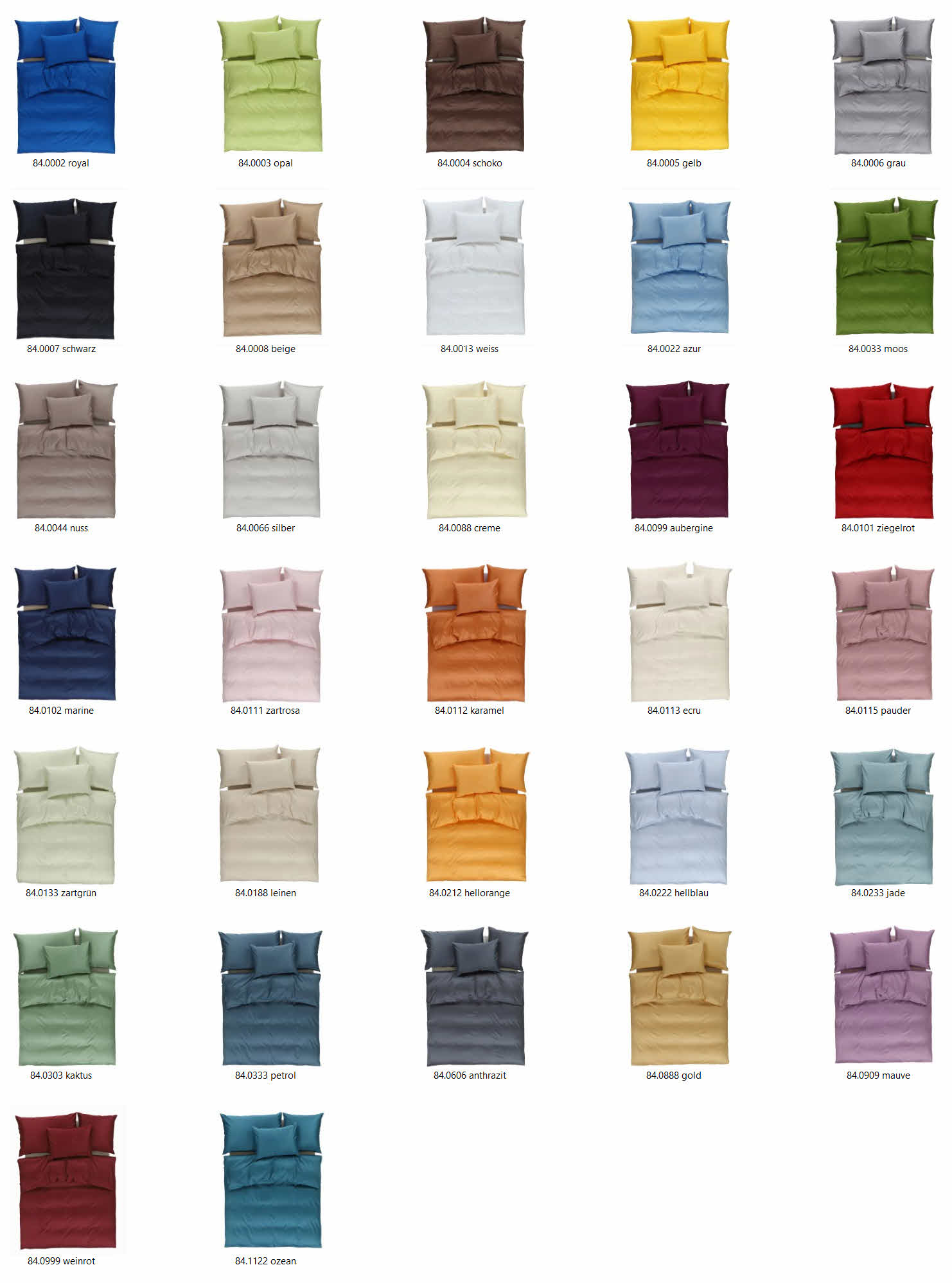 Uebersicht_uni - hirsekissen.ch Farbtafel Bettwäsche